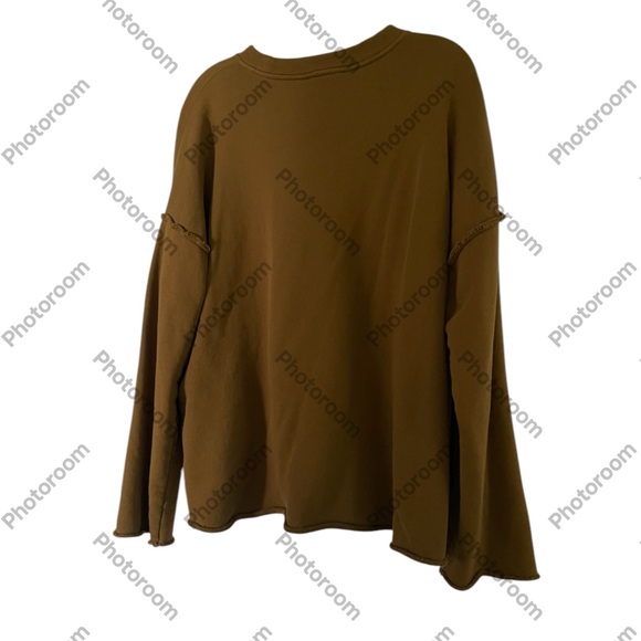 EILEEN FISHER khaki brown terry sweatshirt in size medium. - Picture 4 of 4